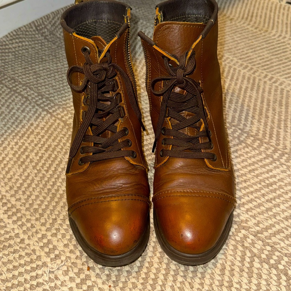 Brown Leather Combat Boots